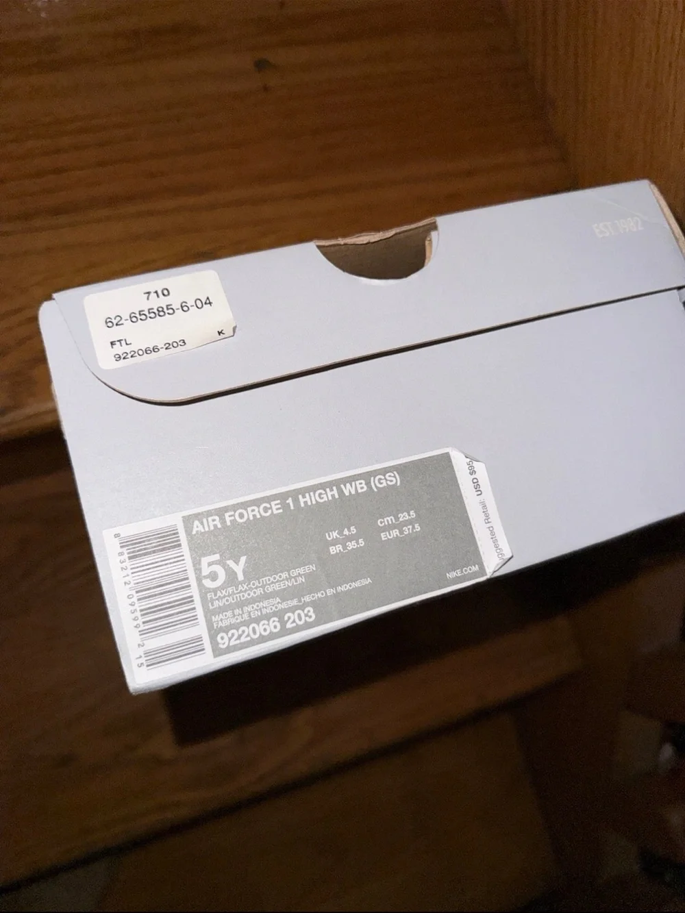 Nike Air Force 1 High Wheat 5Y W6 NEW
